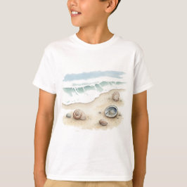 Zeeschelp & Zand Waterverf Strand Tote jongens T-S T-shirt