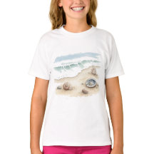 Zeeschelp & Zand Waterverf Strand Tote meisjes T-S