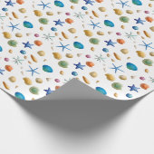Zeeschelp Zeester Nautisch Strand Cadeaupapier (Hoek)