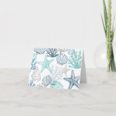 Zeeschelp zeester patroon blauw en Blauwgroen Bedankkaart (Achterkant)