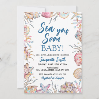 Zeeschelp Zie je binnenkort Baby Shower Kaart