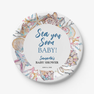 Zeeschelp Zie je snel Baby Shower Papieren Bordje