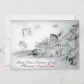 ZEESCHELPARTY VOOR ZESTIEN JARIGEN,Rubine Monogram Kaart (Voorkant)