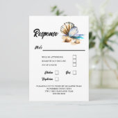Zeeschelpen 3D strand nautische elegante schelpen RSVP Kaartje (Staand voorkant)