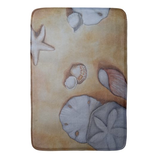 Zeeschelpen aan de kust badmat (Voorkant Verticaal)