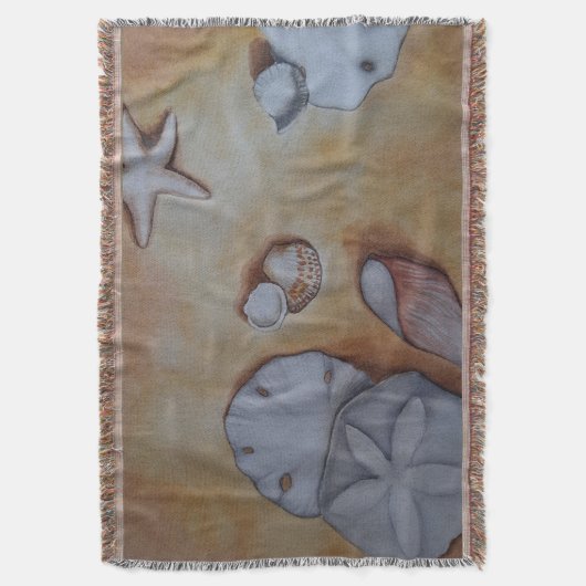 Zeeschelpen aan de kust deken (Voorkant Verticaal)