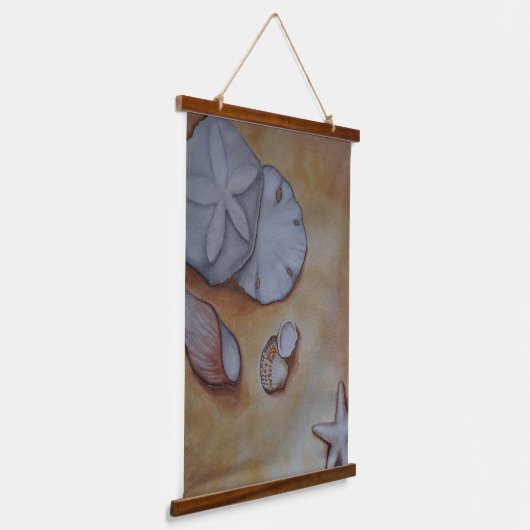 Zeeschelpen aan de kust hangend wandkleed (Gebogen)