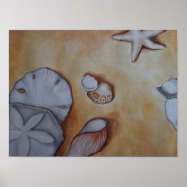 Zeeschelpen aan de kust poster