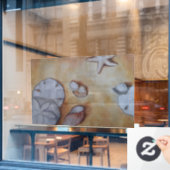 Zeeschelpen aan de kust raamsticker (Cafe Raam)