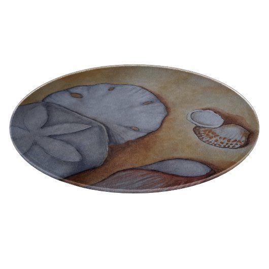 Zeeschelpen aan de kust snijplank (Hoek)