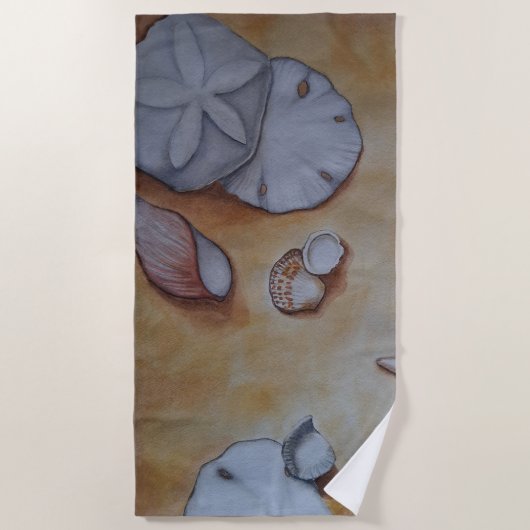 Zeeschelpen aan de kust strandlaken (Voorkant)