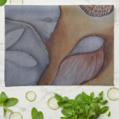 Zeeschelpen aan de kust theedoek (Gevouwen)