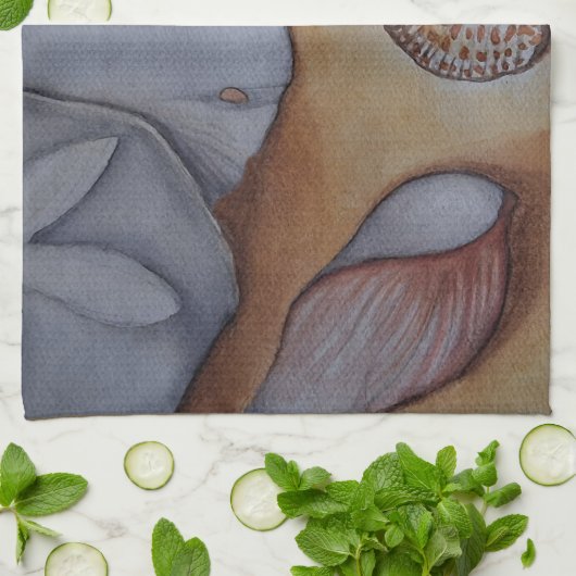 Zeeschelpen aan de kust theedoek (Gevouwen)