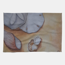 Zeeschelpen aan de kust theedoek