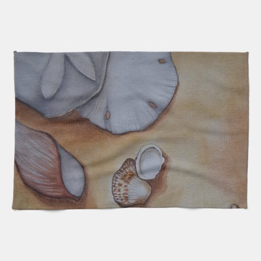 Zeeschelpen aan de kust theedoek (Horizontaal)