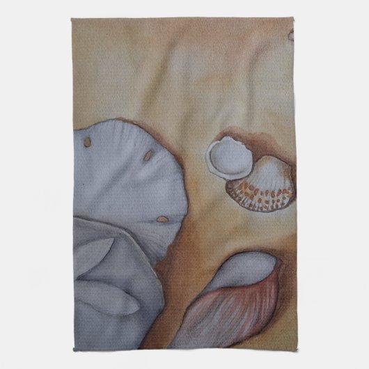 Zeeschelpen aan de kust theedoek (Verticaal)