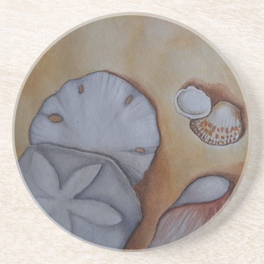 Zeeschelpen aan de kust zandsteen onderzetter (Voorkant)