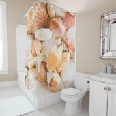 Zeeschelpen achtergrond: mariene thema. douchegordijn (In situ)