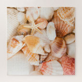 Zeeschelpen achtergrond: mariene thema. legpuzzel (Horizontaal)