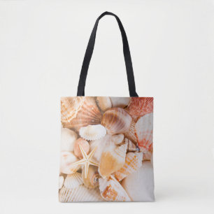 Zeeschelpen achtergrond: mariene thema. tote bag