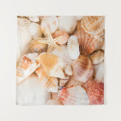 Zeeschelpen achtergrond: mariene thema. wandkleed (Voorkant (horizontaal))