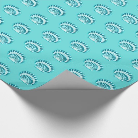 Zeeschelpen - aqua en blauwgroen cadeaupapier (Hoek)