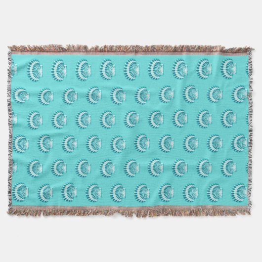 Zeeschelpen - aqua en blauwgroen deken (Voorkant)