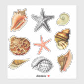 Zeeschelpen artistieke stijl sticker (Vel)