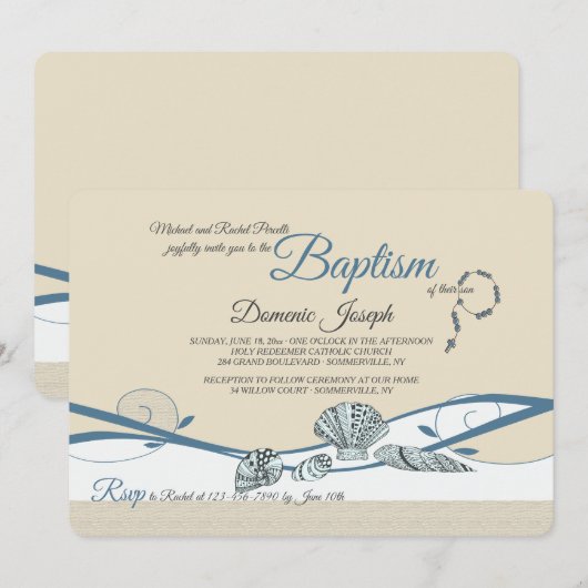 Zeeschelpen bij de Shore Invitation Kaart (Voorkant / Achterkant)