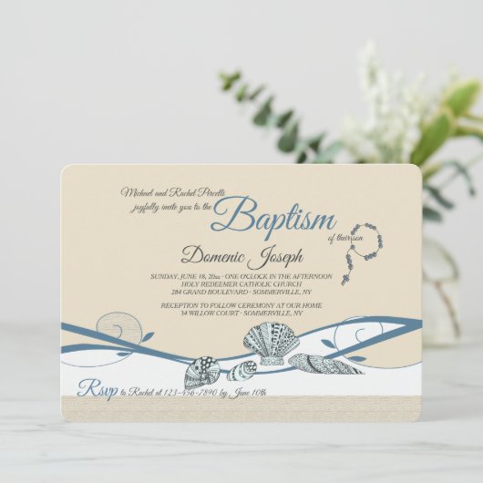 Zeeschelpen bij de Shore Invitation Kaart (Staand voorkant)