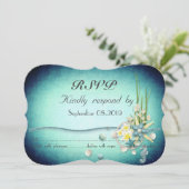 Zeeschelpen,Bloemen RSVP Kaart (Staand voorkant)