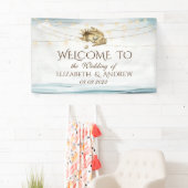 Zeeschelpen,Bruiloft met Zee en Lichtjes Script Spandoek (Insitu)