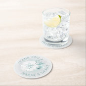 Zeeschelpen bruiloft ronde kartonnen onderzetter (Insitu)