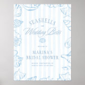 Zeeschelpen & Bruiloftbellen Bruidsborrel Welkom Poster (Voorkant)