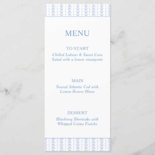 Zeeschelpen & Bruiloftsklokken Bruidsfeest Kust Menu (Voorkant)