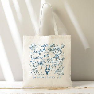 Zeeschelpen bruiloftsklokken zeemeermin bruidsmeis tote bag