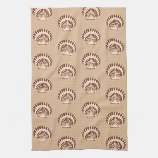 Zeeschelpen — bruin en beige theedoek (Verticaal)