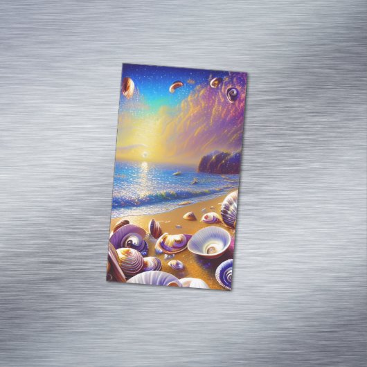 Zeeschelpen Clams Krabben Strand landschap Galaxy Magnetisch Visitekaartje (Voorbeeld)