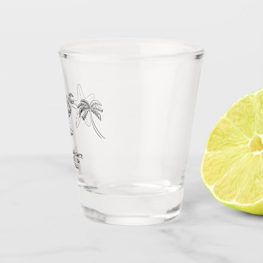 Zeeschelpen & Cocktails Strand Bruidsmeisje Favor Shot Glas (Rechts)