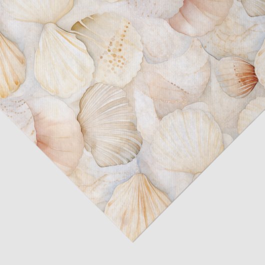 Zeeschelpen Crème Zand Ivoor Bruiloft Tissuepapier (Detail)