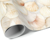 Zeeschelpen Crème Zand Ivoor Strand Bruiloft Cadeaupapier (Rol Hoek)