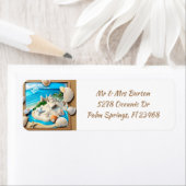 Zeeschelpen en Blauw Water Strand Etiket (Insitu)