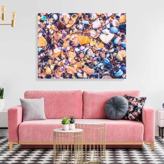 Zeeschelpen en keelschepen canvas afdruk (Insitu (Woonkamer))