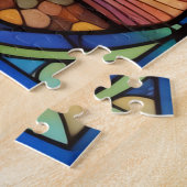 Zeeschelpen en koraal gekleurd glas kunst puzzel (Zijkant)