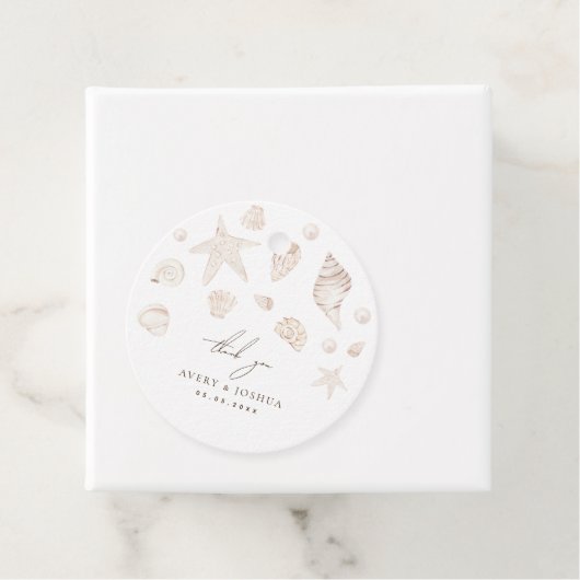Zeeschelpen en parels Kustbruiloft Bedankt Bedankjes Labels (In situ)