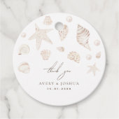 Zeeschelpen en parels Kustbruiloft Bedankt Bedankjes Labels (Voorkant)