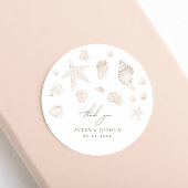 Zeeschelpen en parels Kustbruiloft Bedankt Ronde Sticker