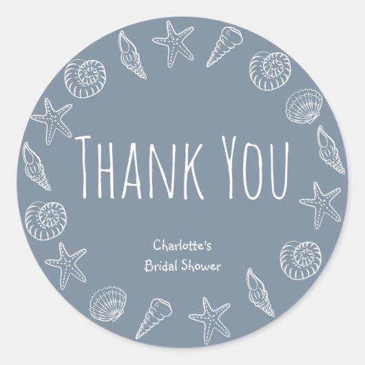 Zeeschelpen en Star Fish Vrijgezellenfeest Bedankt Ronde Sticker (Voorkant)