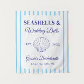 Zeeschelpen en Trouwbellen Aangepaste Bruiloftsdou Wandkleed (Voorkant)