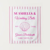Zeeschelpen en Trouwbellen Aangepaste Bruiloftsdou Wandkleed (Voorkant)